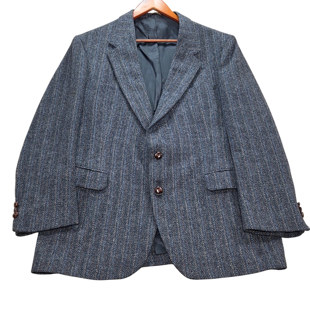 VTG Bachrach Mens Sport‎ Coat Milburn Tweed Wool Herringbone Blazer Jacket 44L